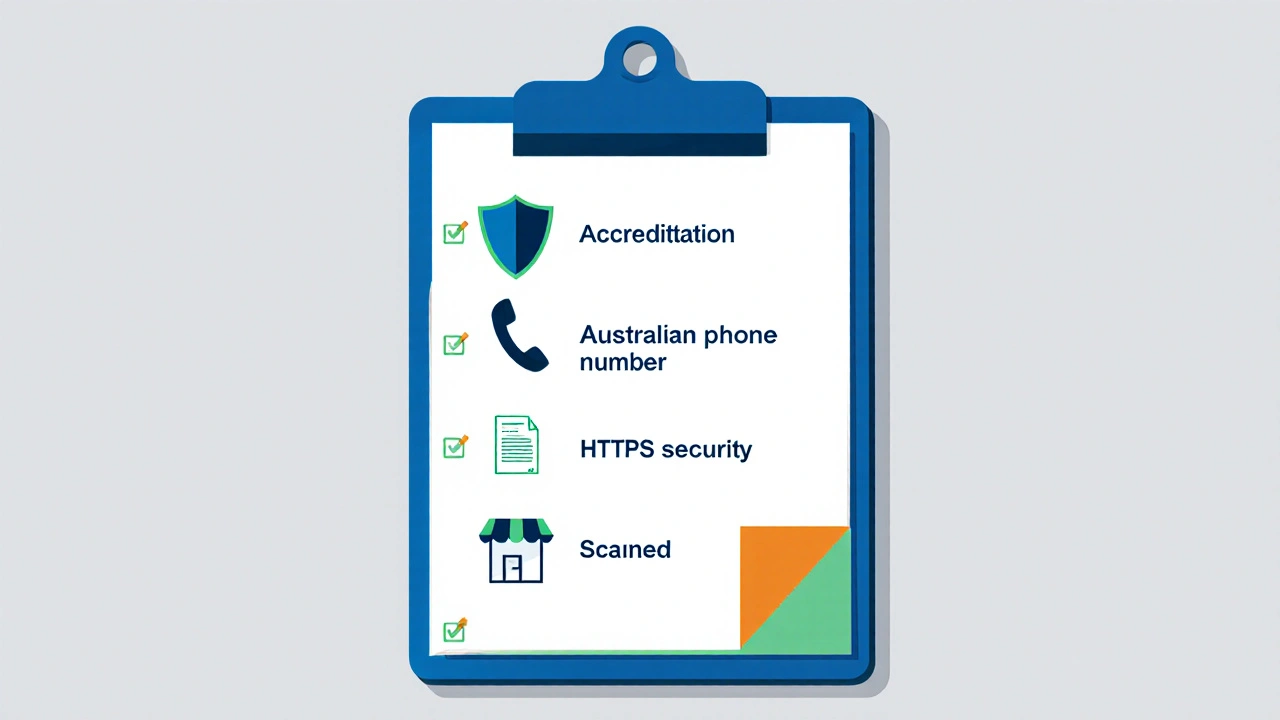 Checklist illustration showing pharmacy verification icons.
