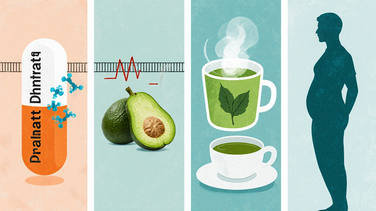 Split‑screen illustration of various weight‑loss methods: Orlistat pills, Phentermine, natural extracts, keto foods, and surgery silhouette.